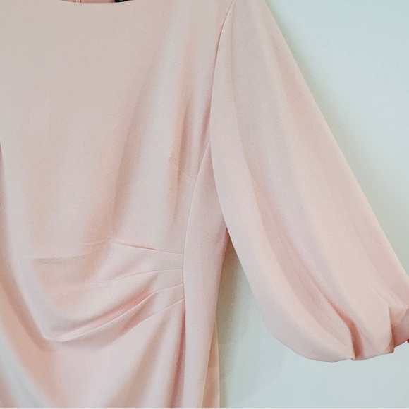 LRL Ralph Lauren Classic Blush Pink Draped Sheath Dress Sz 16 Cocktail Evening - Picture 5 of 9